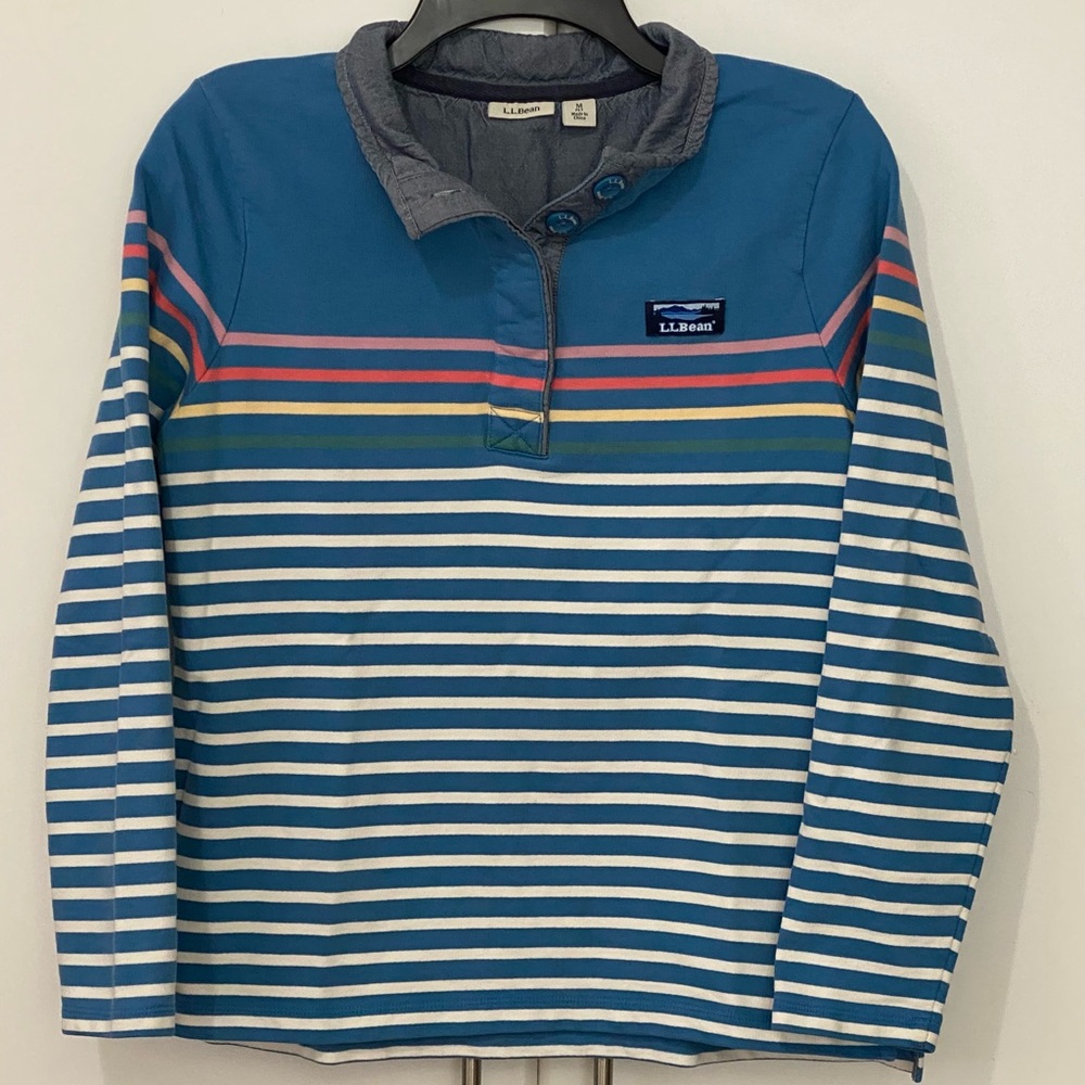 Vintage Retro Striped L.L. Bean Top Size Petite Medium